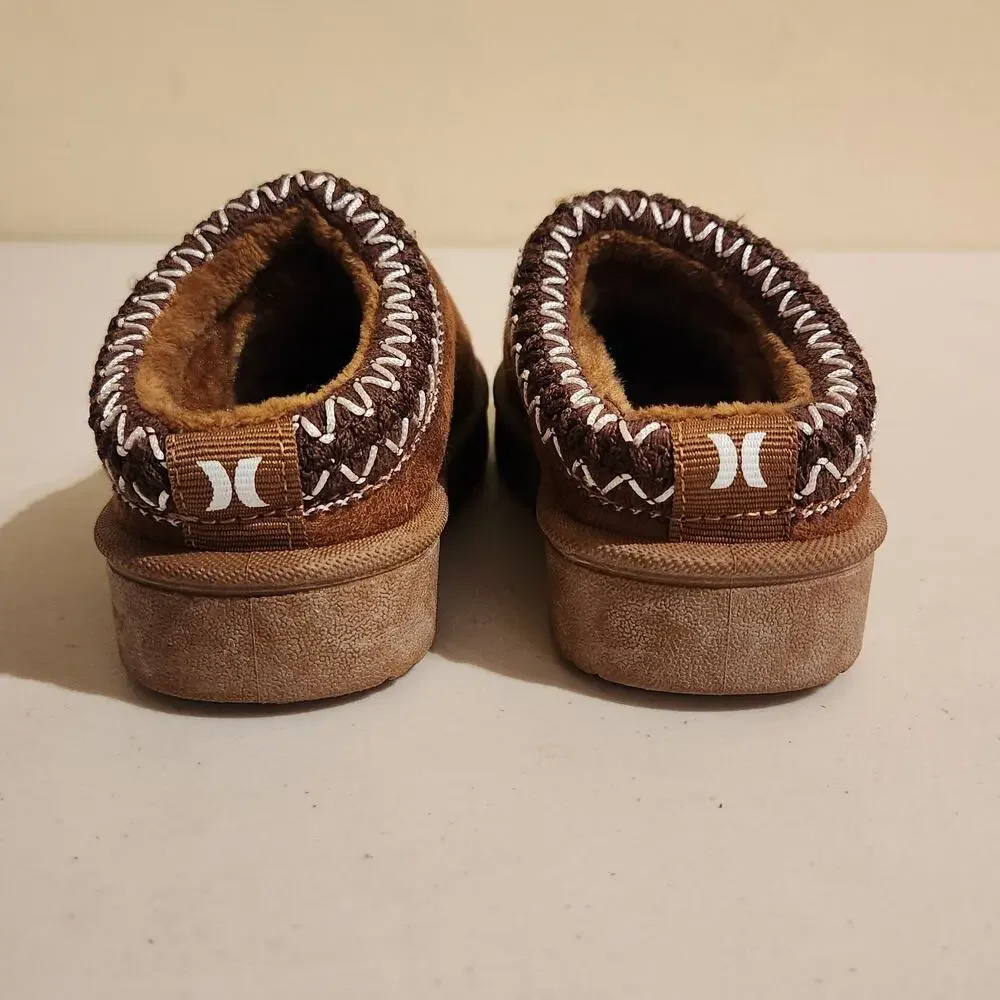 Hurley Baby Sz 7 Modi Slippers Brown Faux Suede Indoor Outdoor Shoes